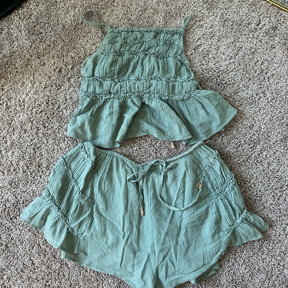 Free People Green Swim Coverup Set